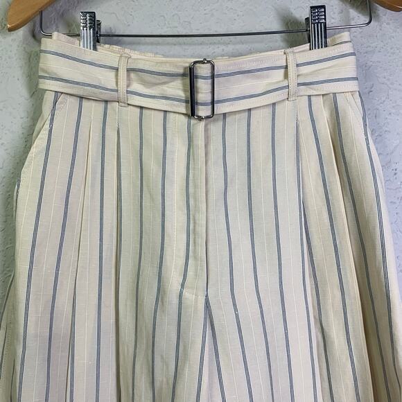 CLUB MONACO PANT STRIPED A-LINED HIGH WAISTED WIDE LEG CULOTTES CROP CREAM PANT - Picture 7 of 16